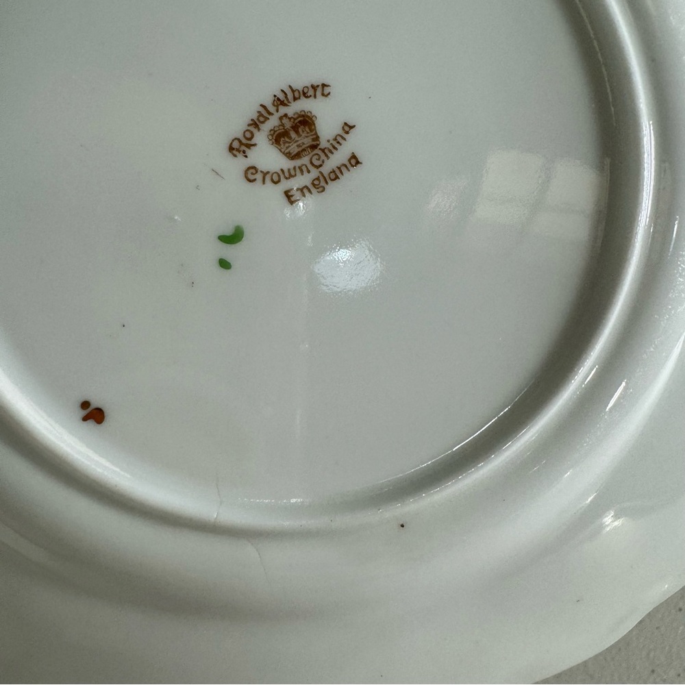 Royal Albert London plate Crown china england vintage art deco green gold 2pcset - Picture 8 of 8